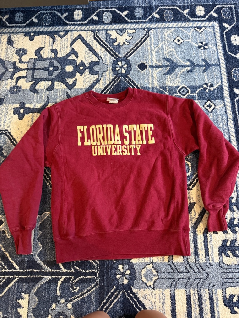 Champion Reverse Weave Medium Burgundy Sweatshirt with Blue Label